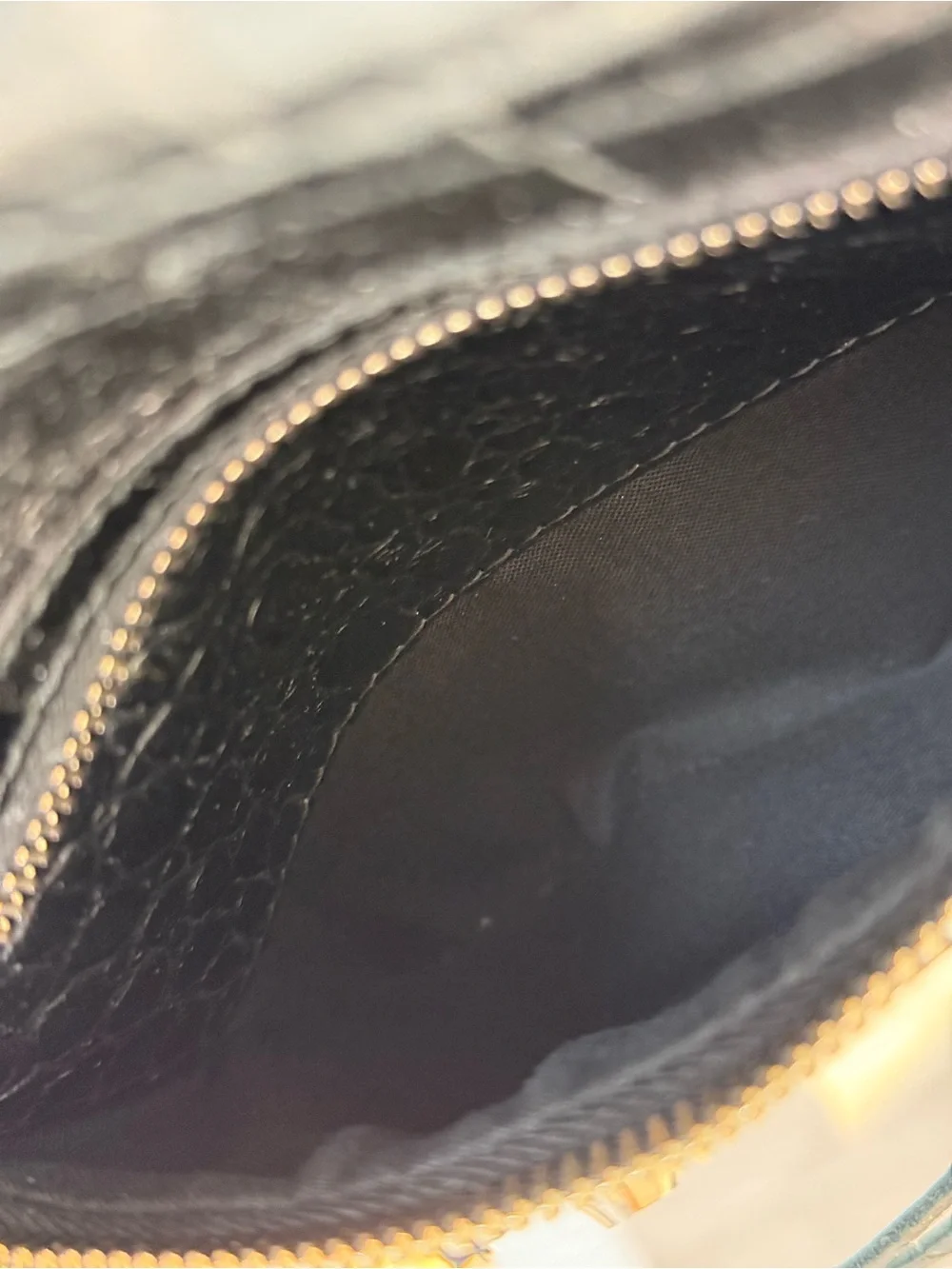 Balenciaga Black Croc-Embossed Lamb Leather City Bag